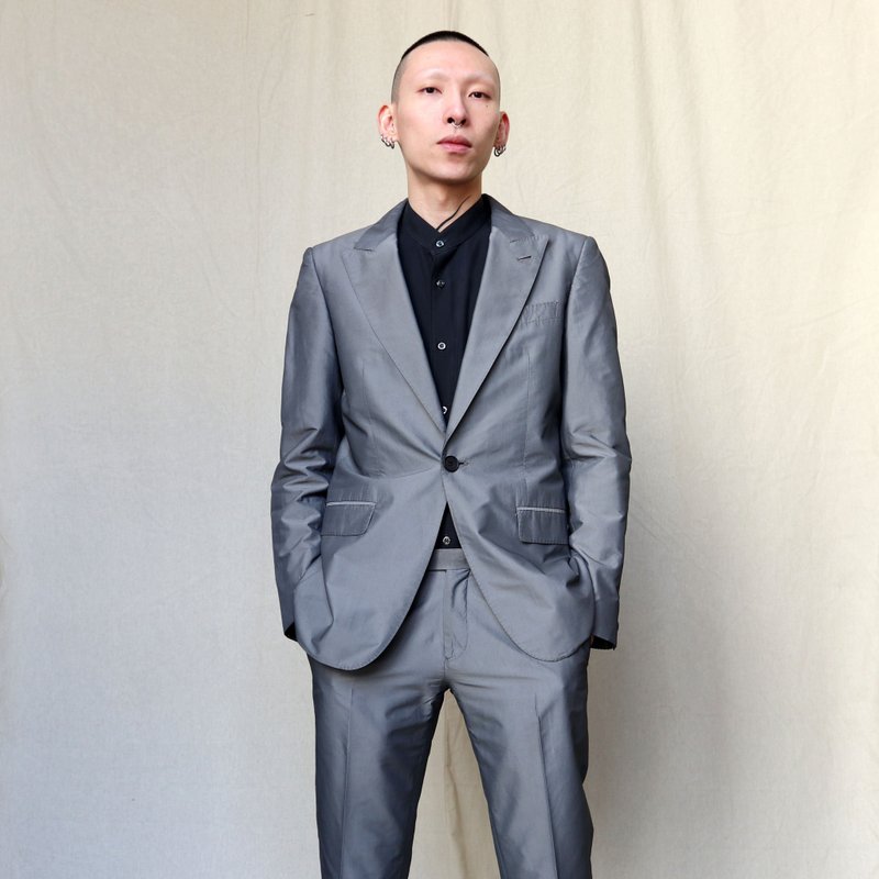 南瓜Vintage。古着 Jean Paul Gaultier 银灰色 高级 西装 外套 - 男装外套 - 聚酯纤维 灰色