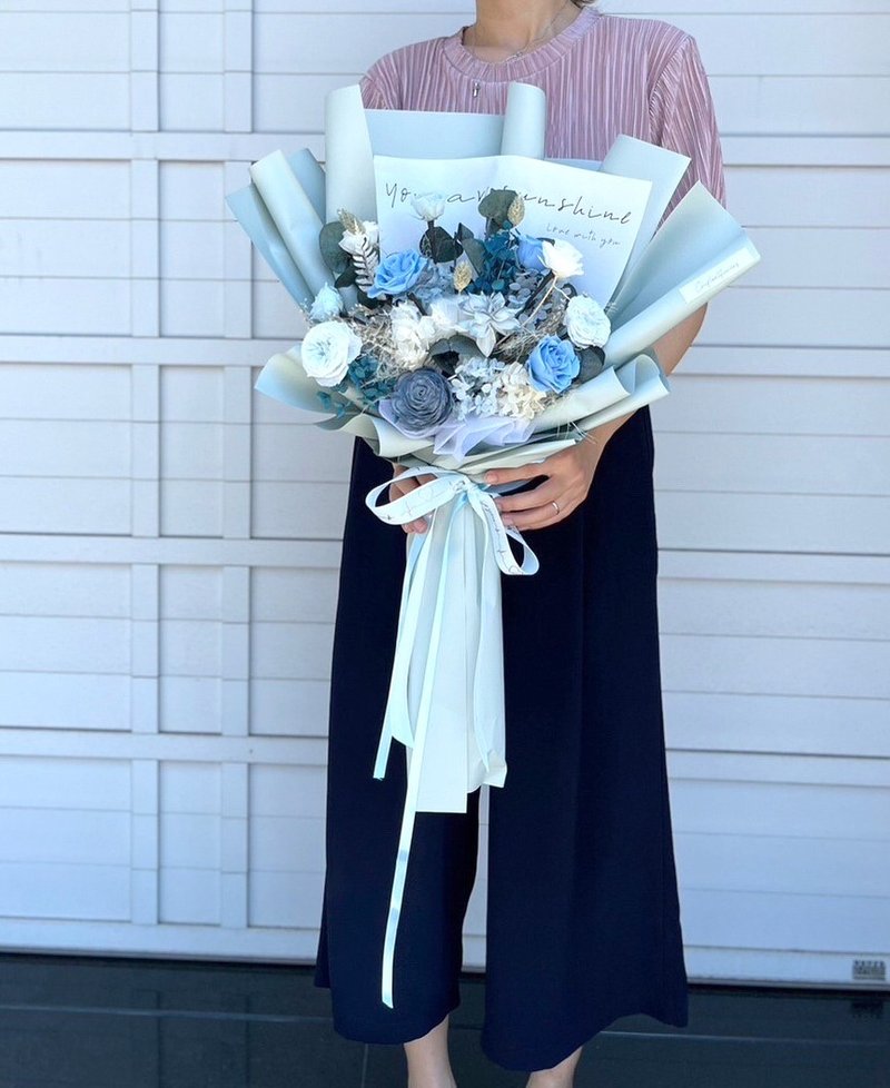 【竒花】苏打汽水中大型干燥永生花束 毕业 生日礼物 情人节 - 干燥花/捧花 - 植物．花 