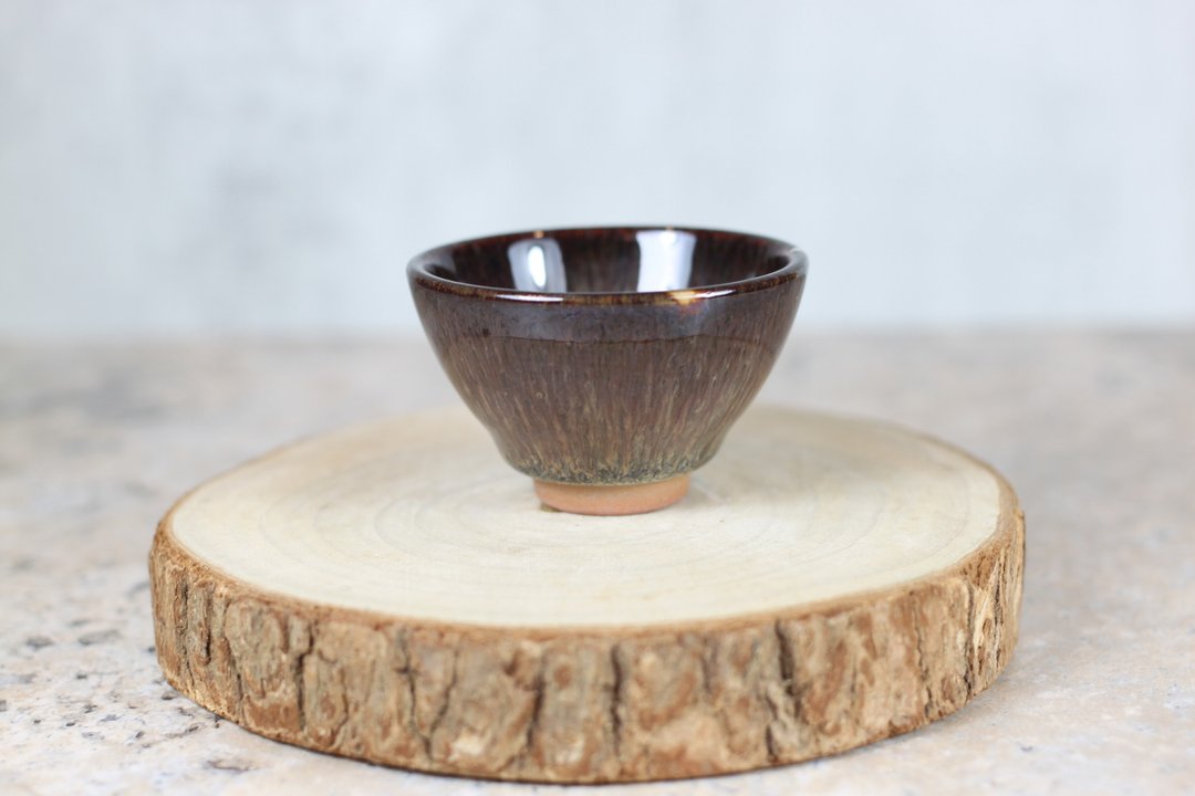 【父亲节礼物】棕毫 天目釉 中式小茶杯 莺歌名家叶敏祥作品 - 茶具/茶杯 - 陶 