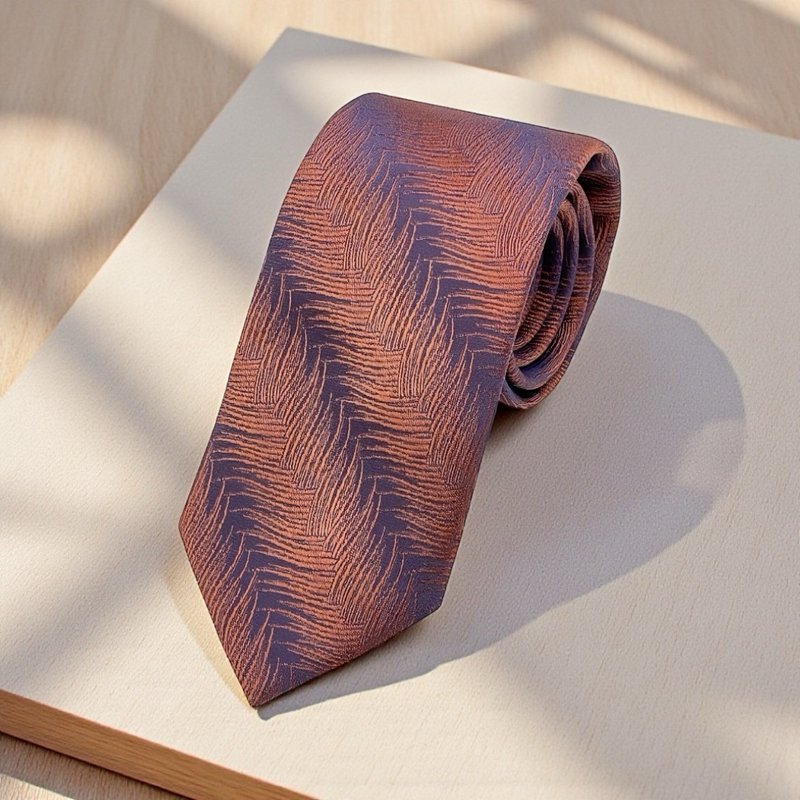 叶脉纹红紫领带 - 领带/领带夹 - 其他人造纤维 多色