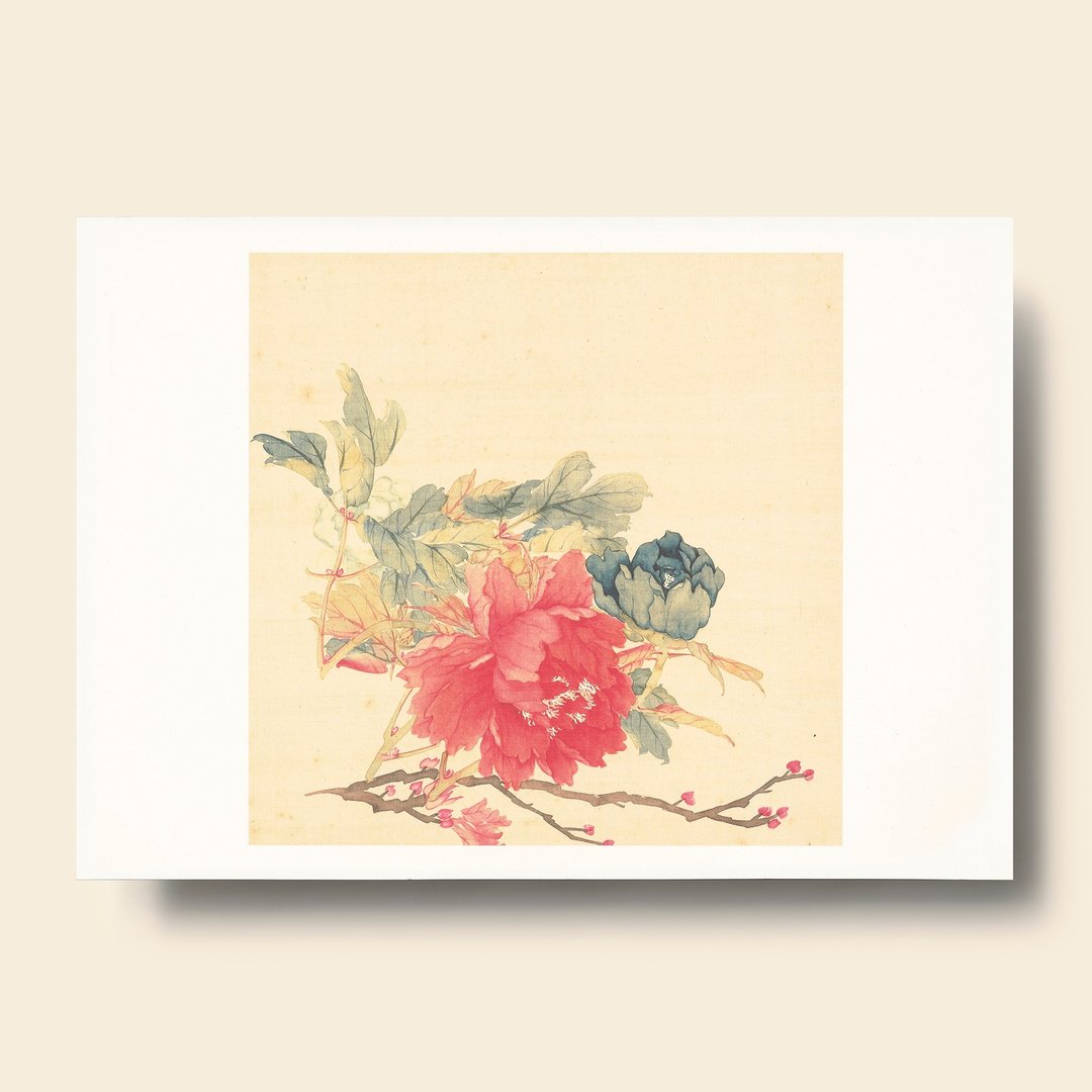 【艺术画卡】李培雨 牡丹 (红) | 故宫名画 | Deco Poster - 海报/装饰画/版画 - 纸 卡其色