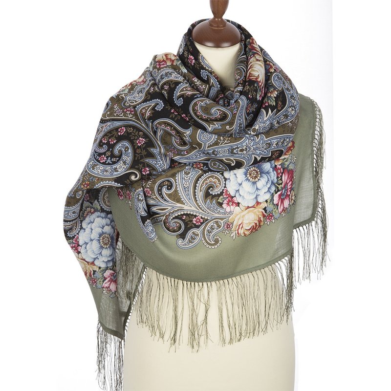 Original Elite PAVLOVO POSAD 披肩 100% 羊毛意大利软纱 - 丝巾 - 羊毛 卡其色