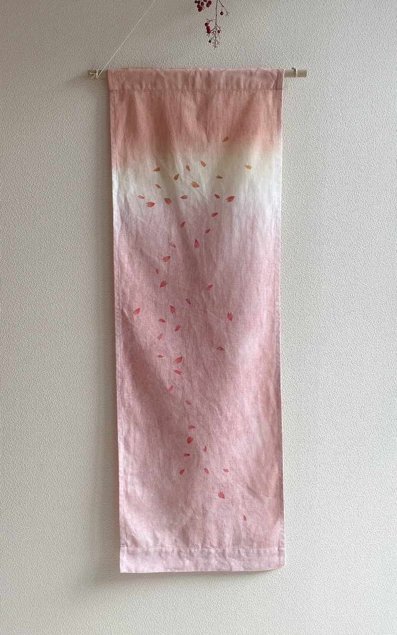 Made in Japan Sakura Tapestry cherry blossom Mud dyed mud dyed tapestry stencil dye sunset - 墙贴/壁贴 - 棉 粉红色