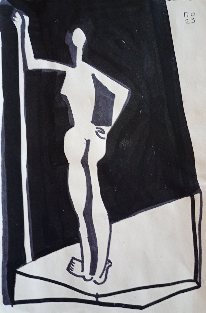 压克力裸体站立图：令人惊叹的脱衣舞艺术印刷品 - 海报/装饰画/版画 - 纸 白色