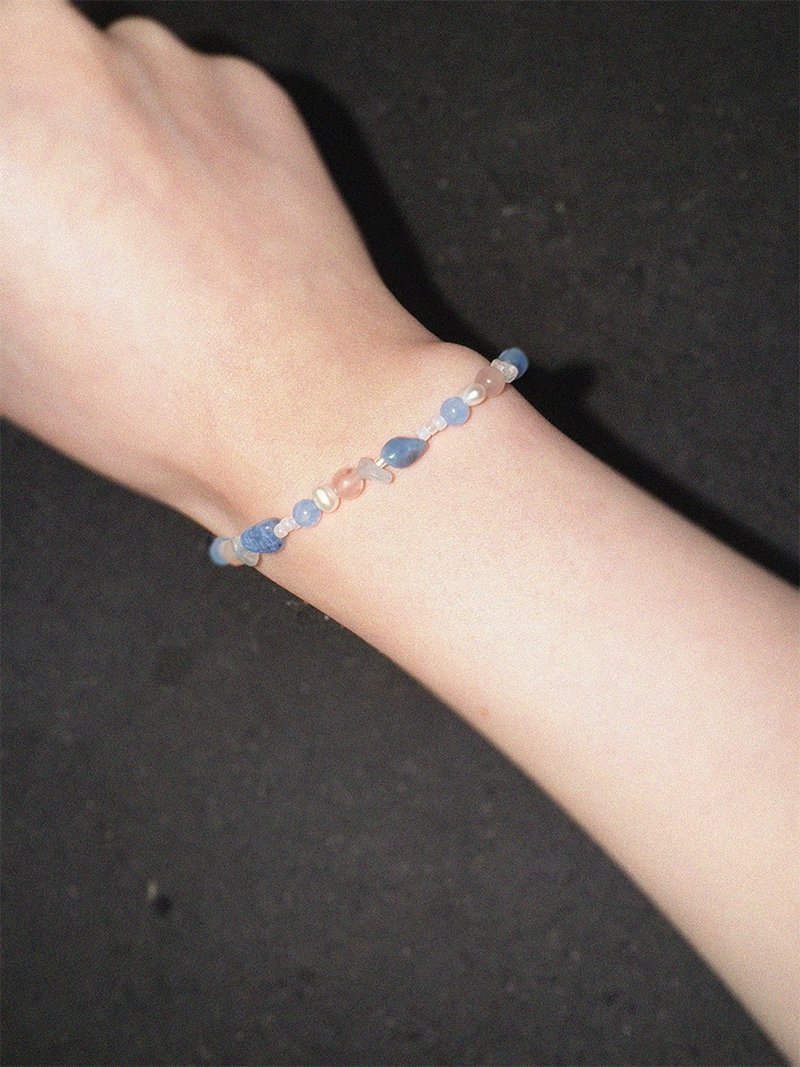 Found.Myth 提升自信增强思考 天然海蓝宝 珍珠 紫罗兰石纯银手链 - 手链/手环 - 纯银 银色