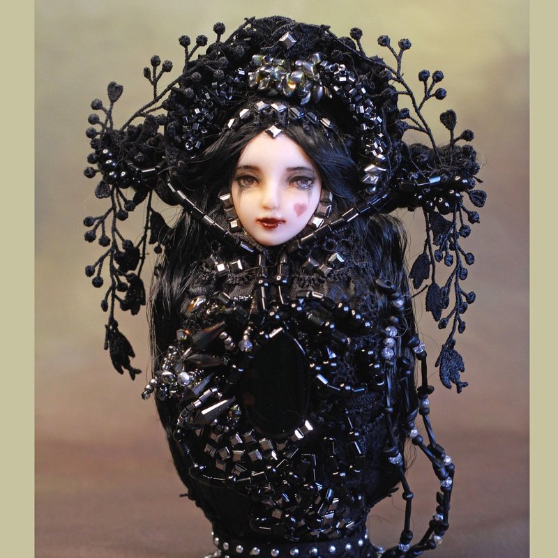 哥特式艺术娃娃 哥特式套娃 俄罗斯娃娃 娃娃 - 玩偶/公仔 - 粘土 黑色