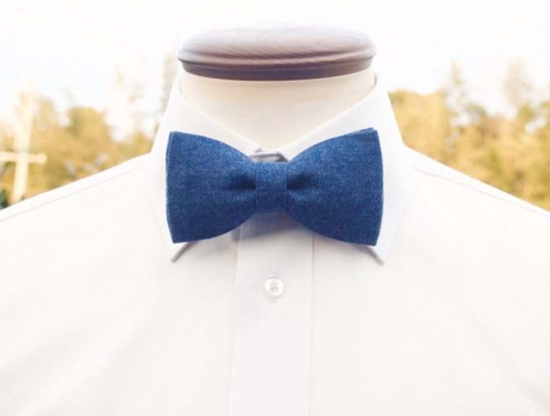 TATAN denim bow tie - 领结/领巾 - 棉 蓝色