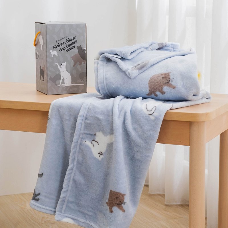 送礼首选-法兰绒膝上毯/顽皮猫(70x100cm) - 被子/毛毯 - 聚酯纤维 多色