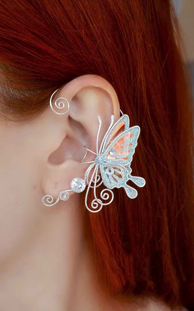 仙女耳夹耳环无穿孔 - 耳环/耳夹 - 铜/黄铜 白色