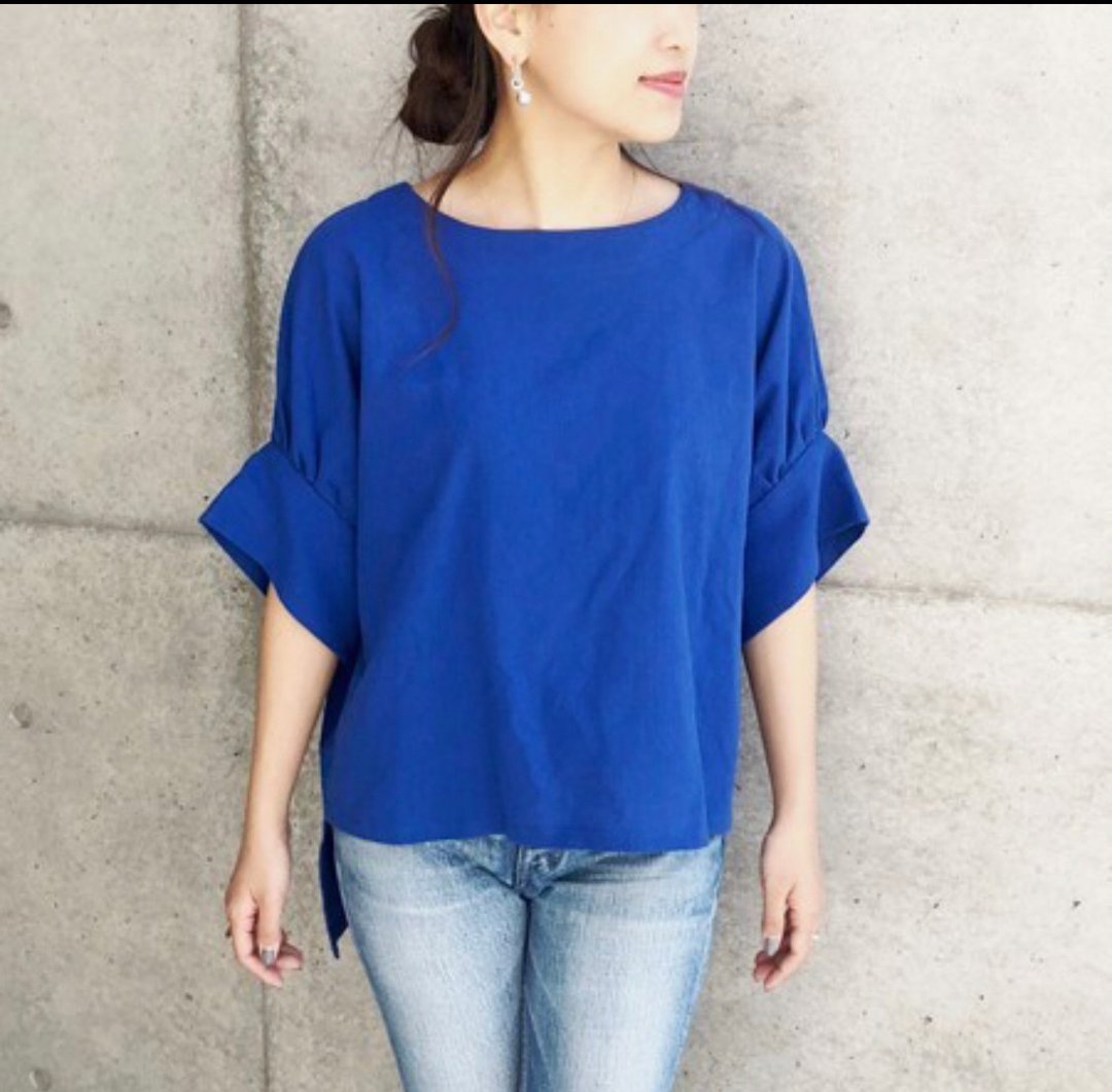 Cotton100% T-Shirt - 女装上衣 - 真皮 蓝色