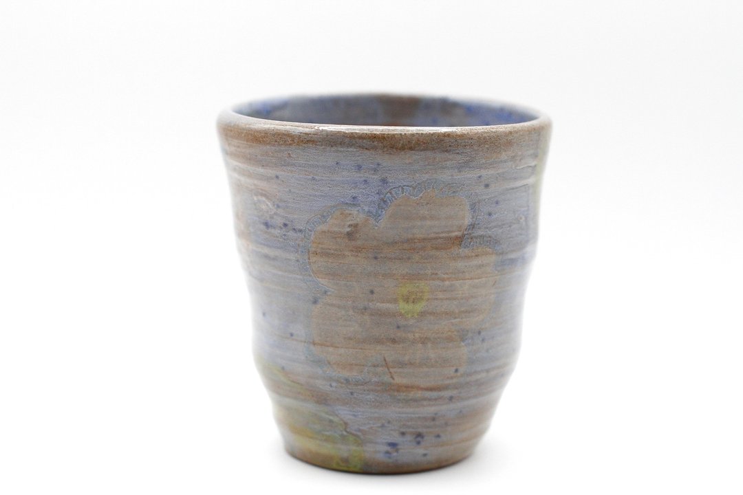 手拉坏低调小花陶瓷茶杯/ - 其他杯子 - 陶 蓝色
