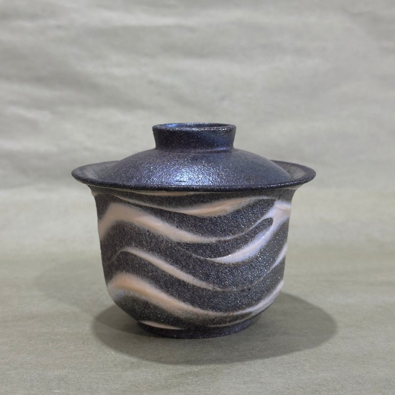 随心陶 I 柴烧盖碗 I 水波纹盖碗 I 程警濠 - 茶具/茶杯 - 陶 多色