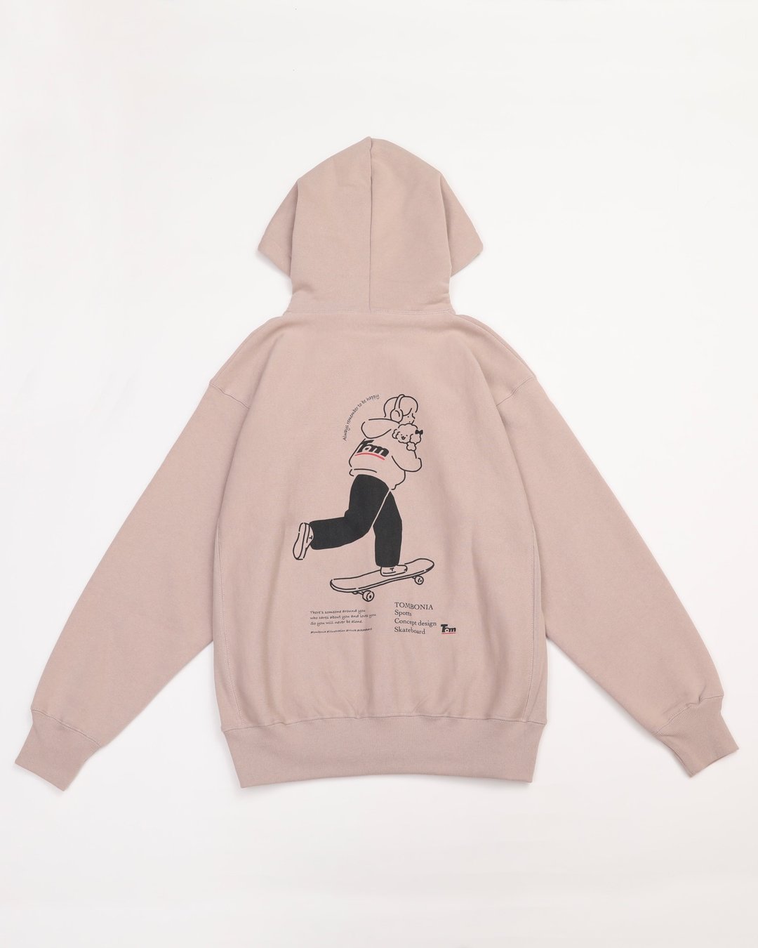 Skater Boy Zip Hoodie 粉嫩米色 - 中性连帽卫衣/T 恤 - 棉 卡其色