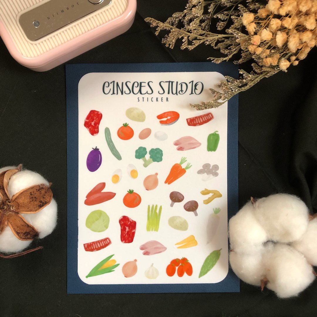 一日三餐食材选物 和纸贴纸 手帐 文具 笔电 行李箱 水壶 - 纸胶带 - 纸 