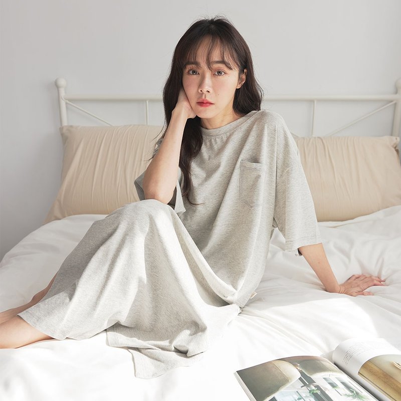 MIT有机棉口袋短袖连身裙-共3色 - 洋装/连衣裙 - 棉．麻 多色