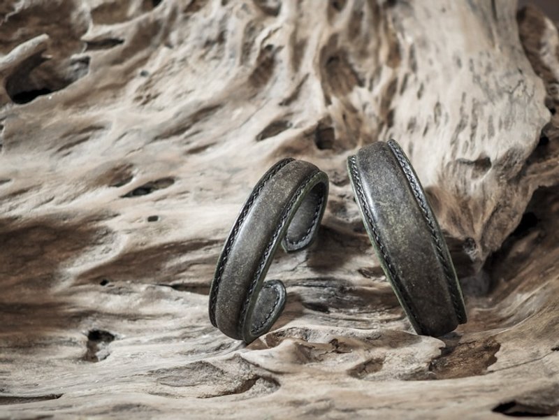 HEYOU Handmade - 皮革手镯 - 绿 - 手链/手环 - 真皮 多色