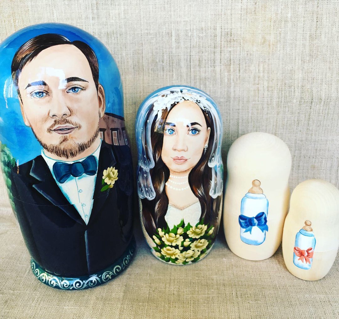 Custom-Made Wedding Portrait Dolls, Personalized Gifts, Look Like A Matryoshka - 订制画像 - 木头 多色