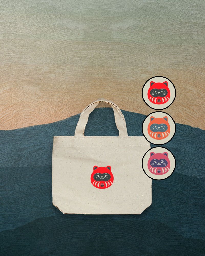 达摩猫 日系 横式手提小包 休闲 定制 多色印刷 送礼 - 手提包/手提袋 - 棉．麻 多色