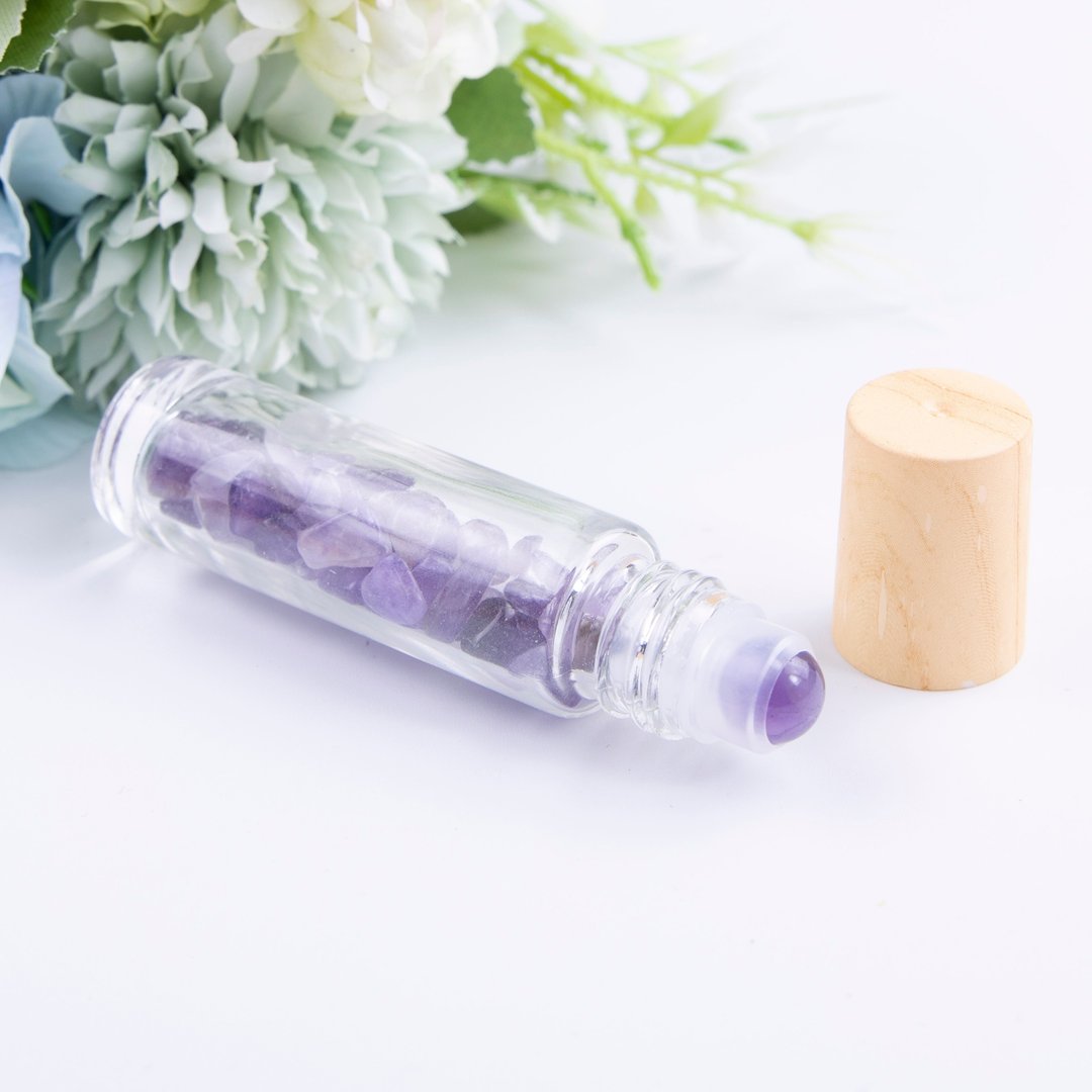天然水晶能量滚珠精油瓶/脉轮/冥想粉晶紫水晶青金石白水晶黑曜石 - 其他 - 水晶 