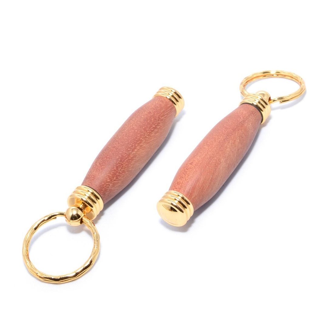 Handmade wooden portable toothpick holder key chain (Osage orange tree; 24 gold plating) TOOTH-24G-ORA - 吊饰 - 木头 绿色