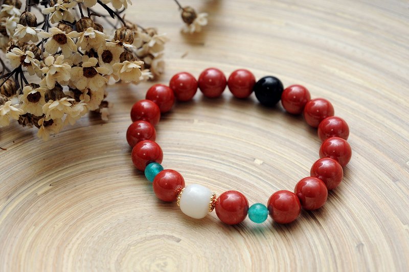 一切顺遂  女士水晶手链 || 珠砂 和田玉 黑玛瑙 蓝玛瑙 - 手链/手环 - 半宝石 