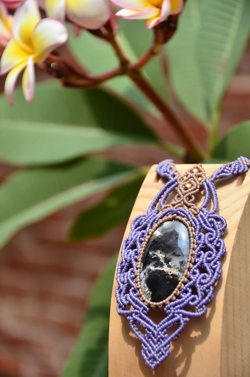 枝状玛瑙花边编织项链 - 项链 - 宝石 紫色