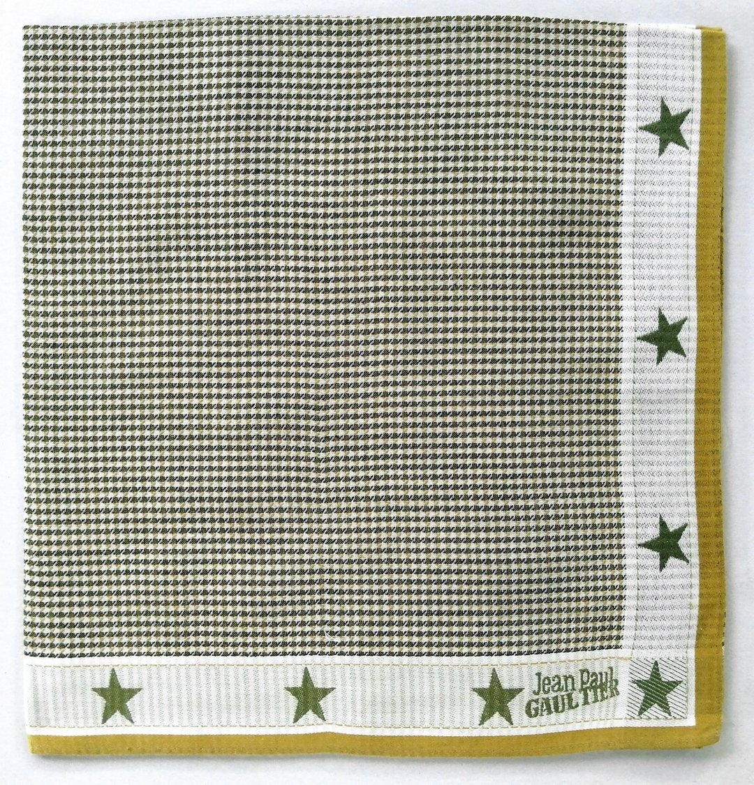 Jean Paul Gaultier Paris Vintage Handkerchief Stars 19 x 18.5 inches - 手帕/方巾 - 棉 卡其色