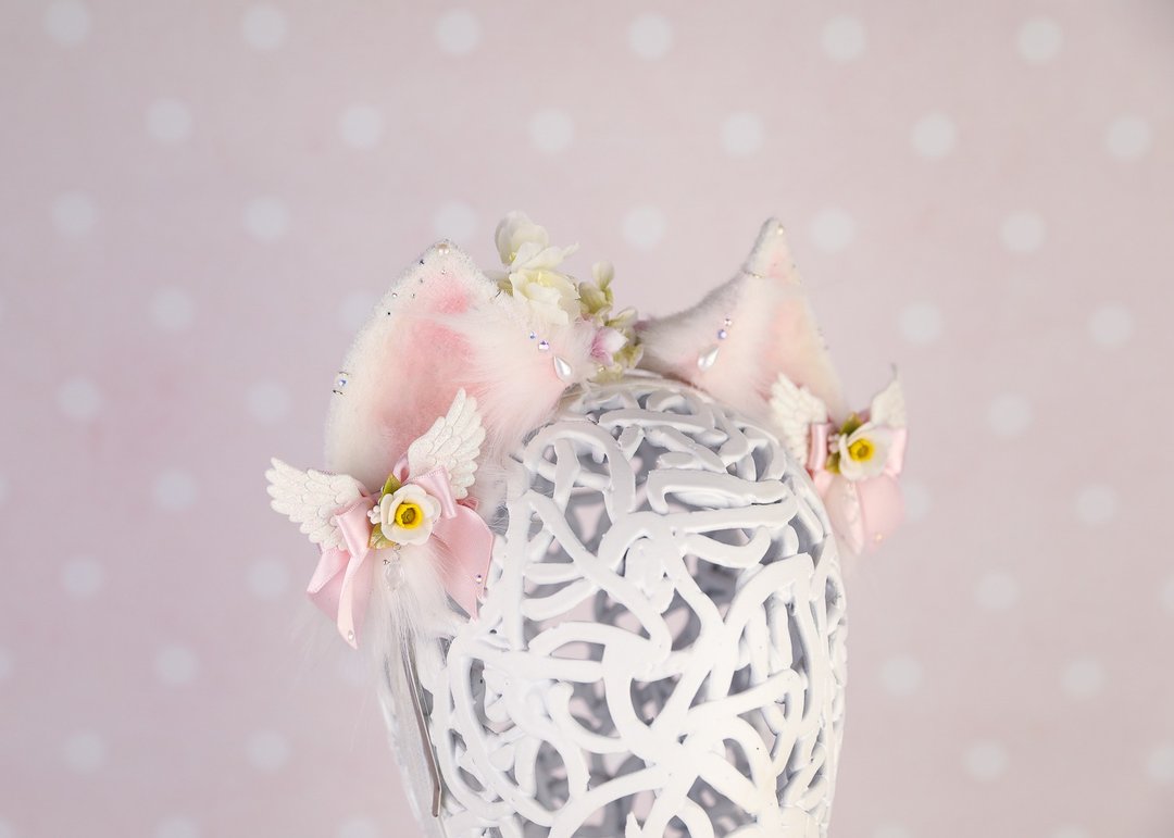 OOAK White Porcelain Kitten - 发饰 - 其他材质 白色