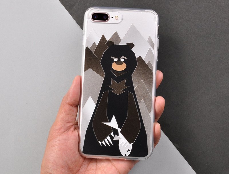 熊人先生系列原创手机保护壳 iPhone 8 iPhone 8 Plus/ iPhone 7 / iPhone 7 Plus - 深山大克熊 - 手机壳/手机套 - 塑料 黑色