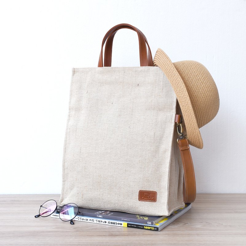 Unpaper tote 袋 - 自然[奶油 白色] - 手拿包 - 棉．麻 白色