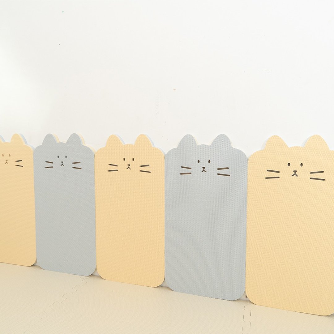 猫咪双色防撞壁贴提袋组 | 鹅黄&灰蓝 | 1 袋共 6 片 - 儿童家具 - 树脂 