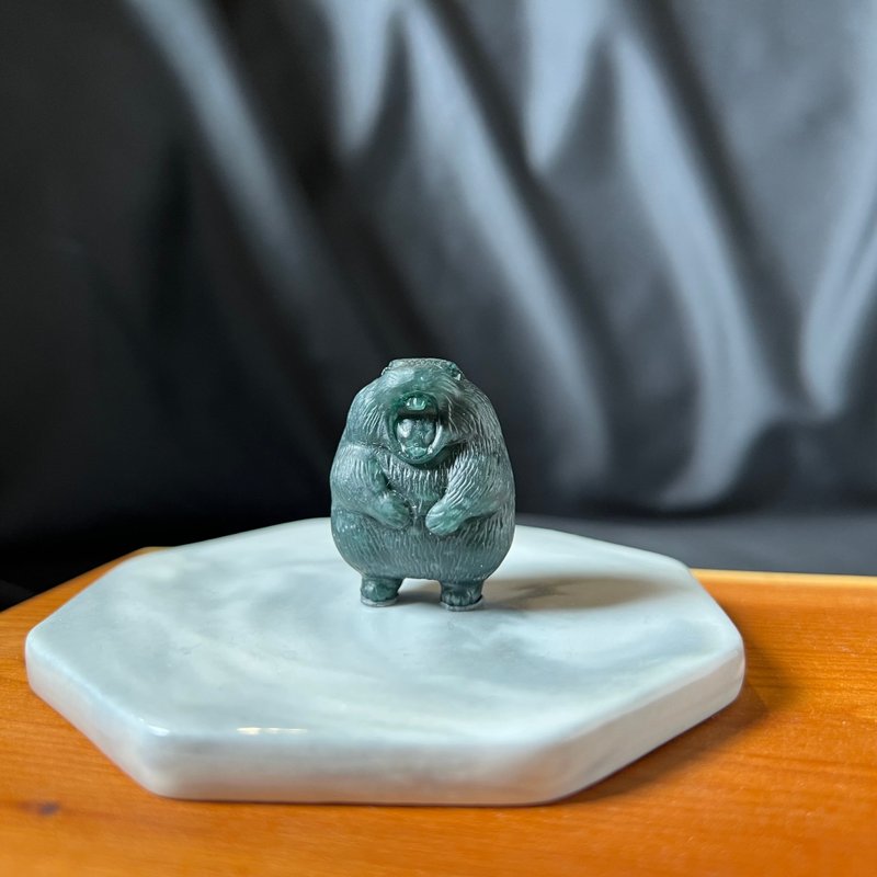 萌宠 | 翡翠土拨鼠 - 摆饰 - 玉石 黑色