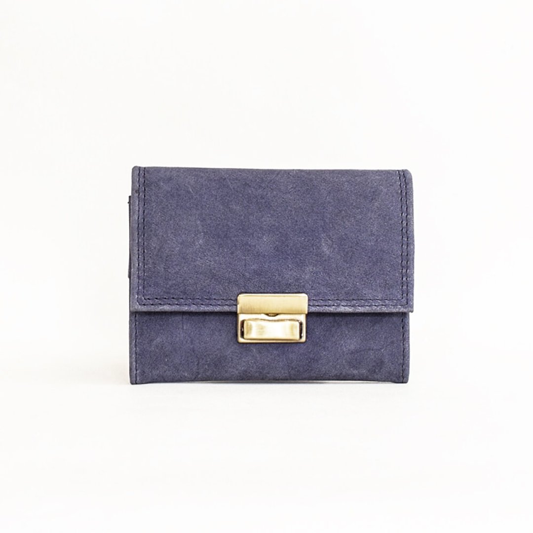 smally Open wide and pay smoothly Mini wallet Coin case All leather Genuine leather Cowhide Japan japan Name engraved [Navy] - 皮夹/钱包 - 真皮 蓝色