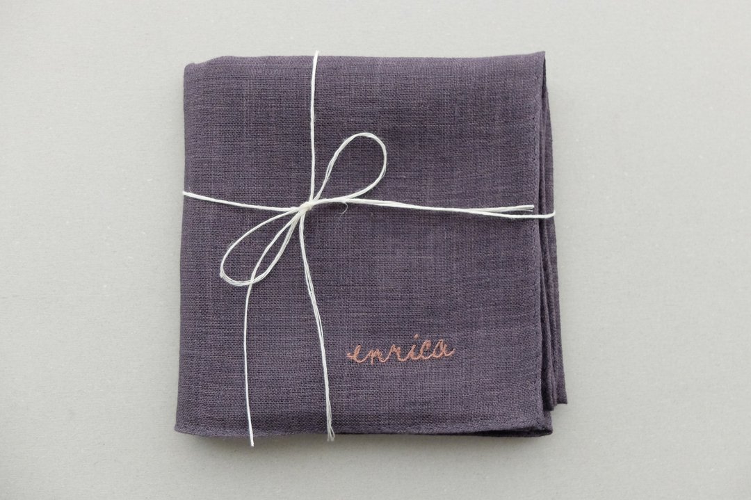enrica handkerchief L / hemp fine count gray - 手帕/方巾 - 棉 灰色