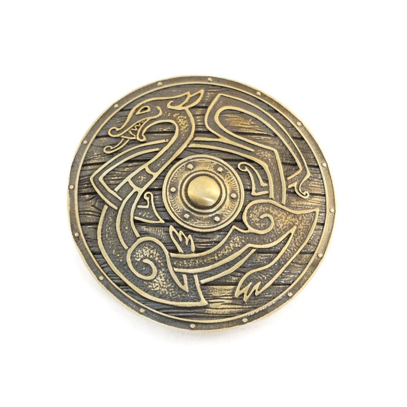 Vikings shield soild brass belt buckle, Scandinavian warrior belt accessory - 皮带/腰带 - 其他材质 金色