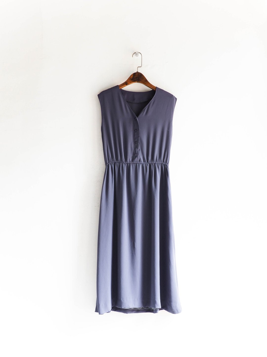 河水山 - 岐阜灰调紫芋头玫瑰图腾 古董连身丝质长裙洋装 overalls oversize vintage dress - 洋装/连衣裙 - 聚酯纤维 紫色