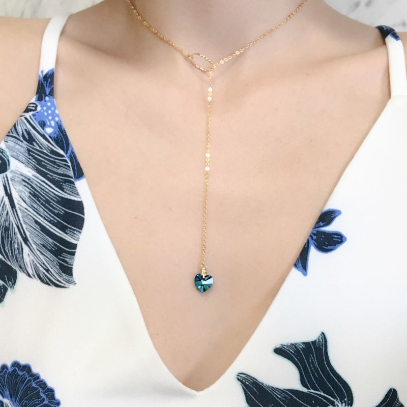 Heart/Lariette 可选颜色链颈链 SV092 - 项链 - 其他金属 蓝色