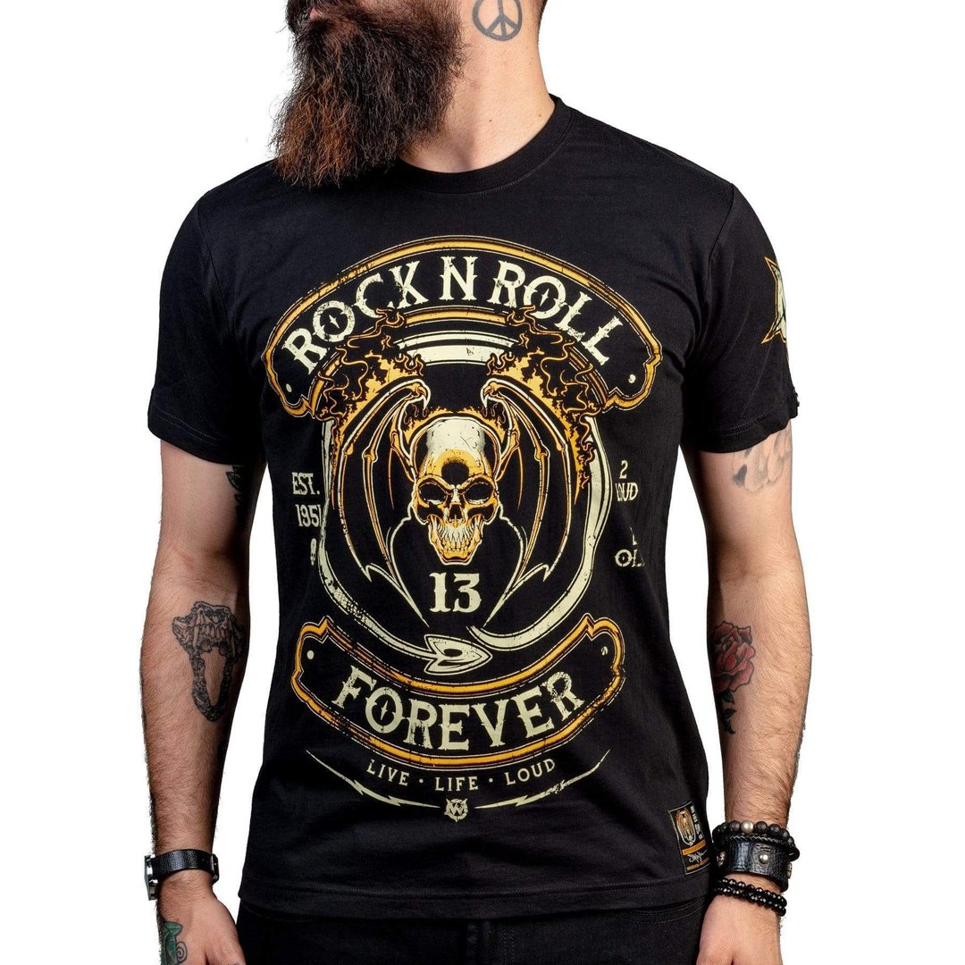 Rock N Roll Forever 永恒摇滚 T 恤 - 男装上衣/T 恤 - 棉 黑色