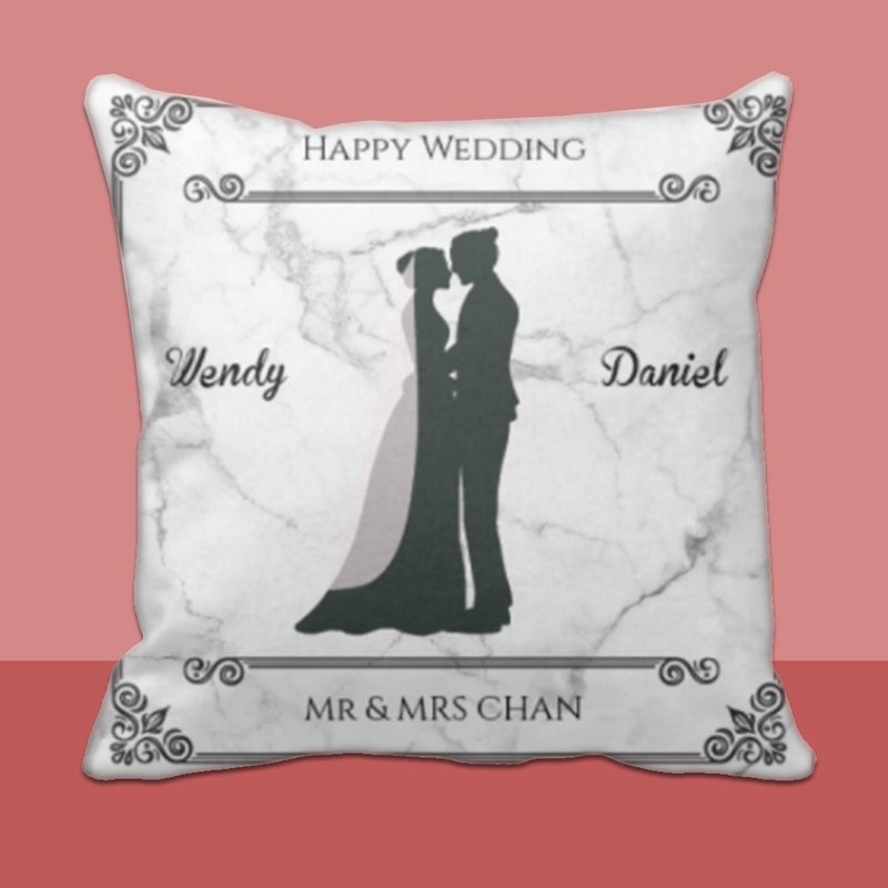 【结婚礼物】Vintage Weddin定制化抱枕-结婚礼物新婚情侣礼物 - 枕头/抱枕 - 聚酯纤维 白色
