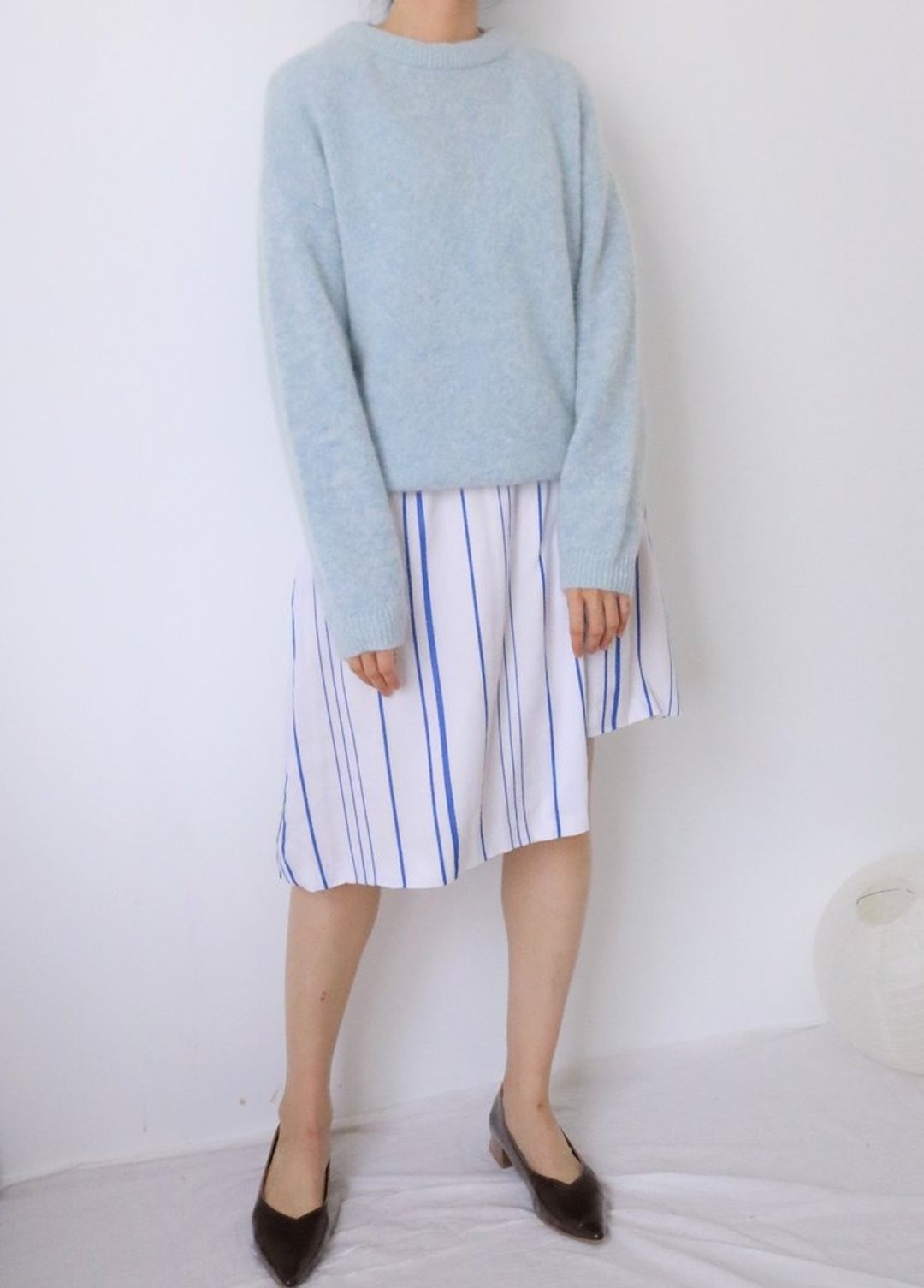 Andi Sweater baby blue - 圆领宝宝浅蓝混马海毛宽松毛衣 - 女装针织衫/毛衣 - 羊毛 蓝色