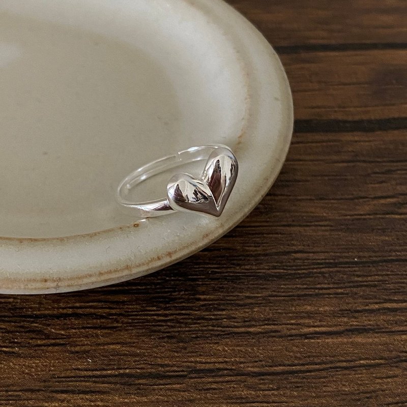 【情人节礼物】爱心戒 925纯银 定制化尺寸 订制尺寸 对戒 - 戒指 - 纯银 银色