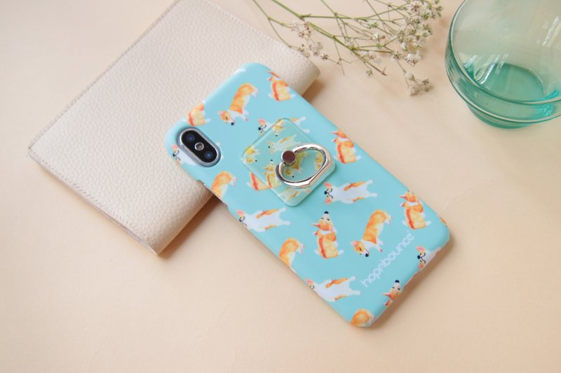 柯基犬 哥基 小狗 指环扣 手机支架 - 手机座/防尘塞 - 压克力 绿色