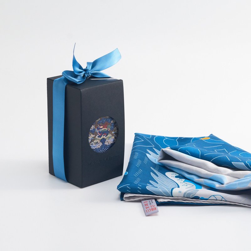史博武官二品狮补子 丝巾礼盒 - 丝巾 - 丝．绢 蓝色