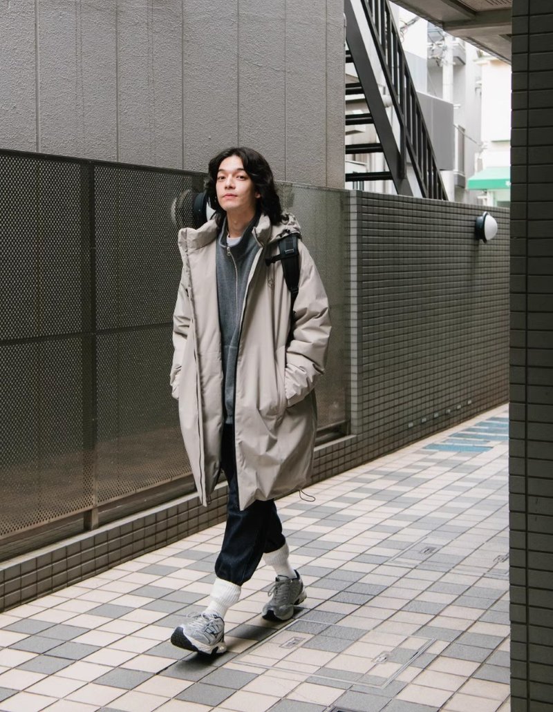 在路上 户外寬鬆长款羽绒服外套 - 男装外套 - 其他材质 卡其色