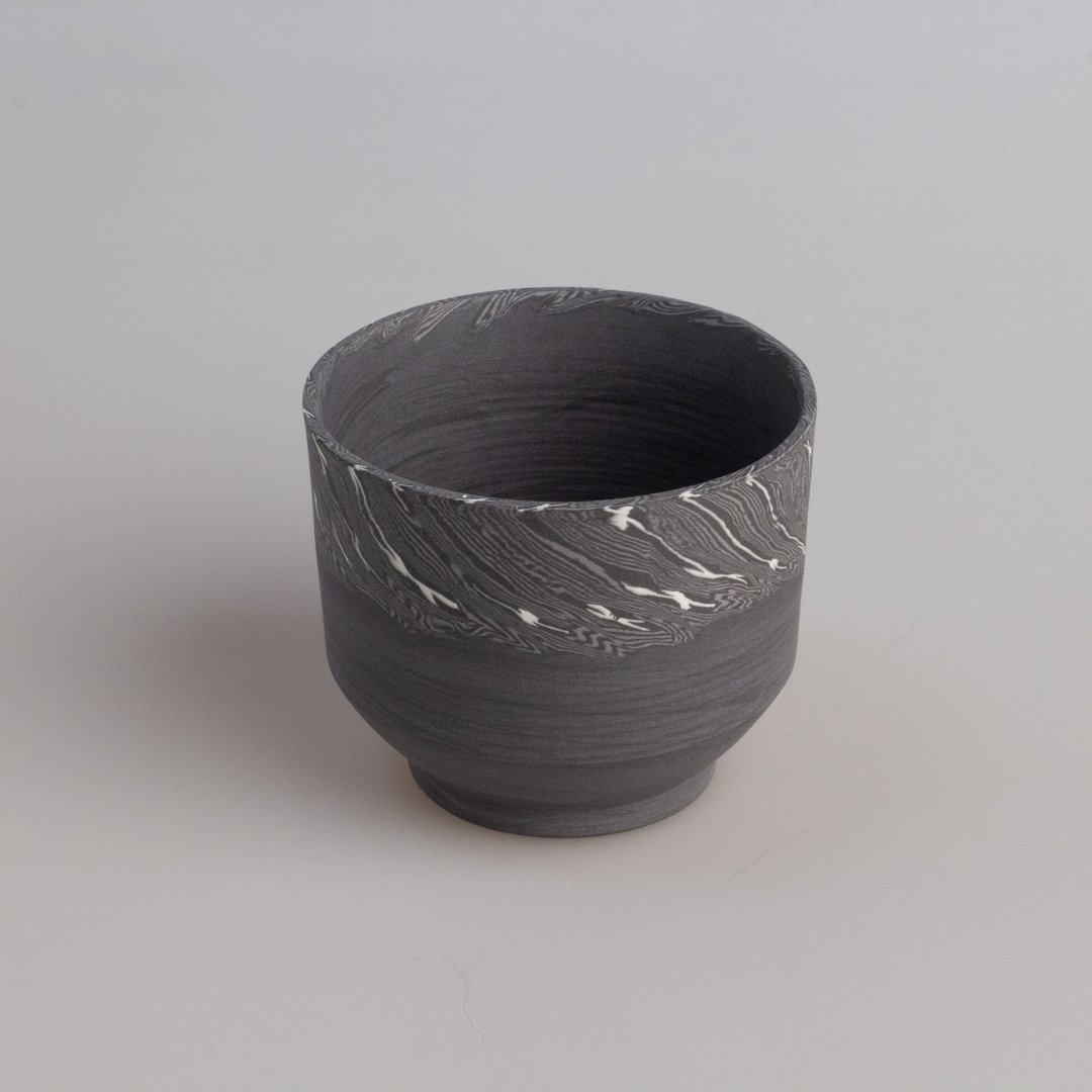 Porcelain coffee cup, Nerikomi Japanese pottery. Gift coffee lover. - 其他杯子 - 其他金属 
