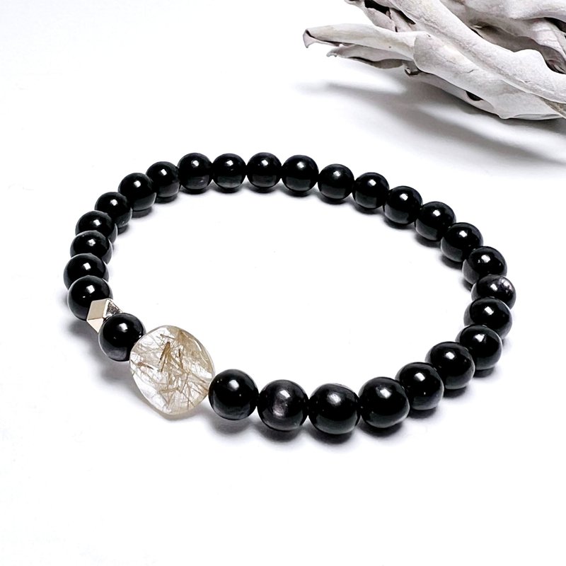 为你。手串 化太岁 招财 疗愈 I 金发晶大卫星 金运石 黑银线 I - 手链/手环 - 水晶 多色