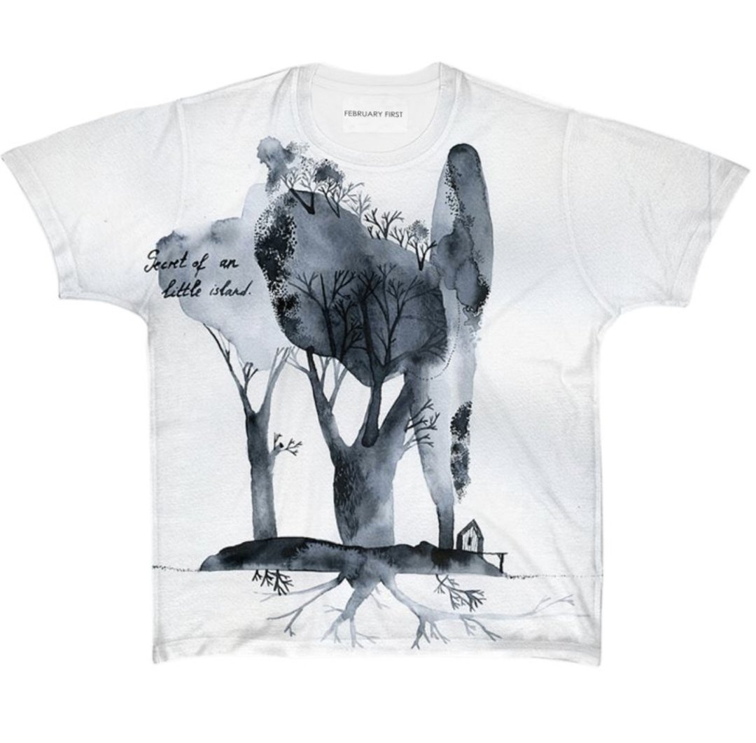 Secret island t-shirt by Mosevich Marija - 女装 T 恤 - 棉 白色