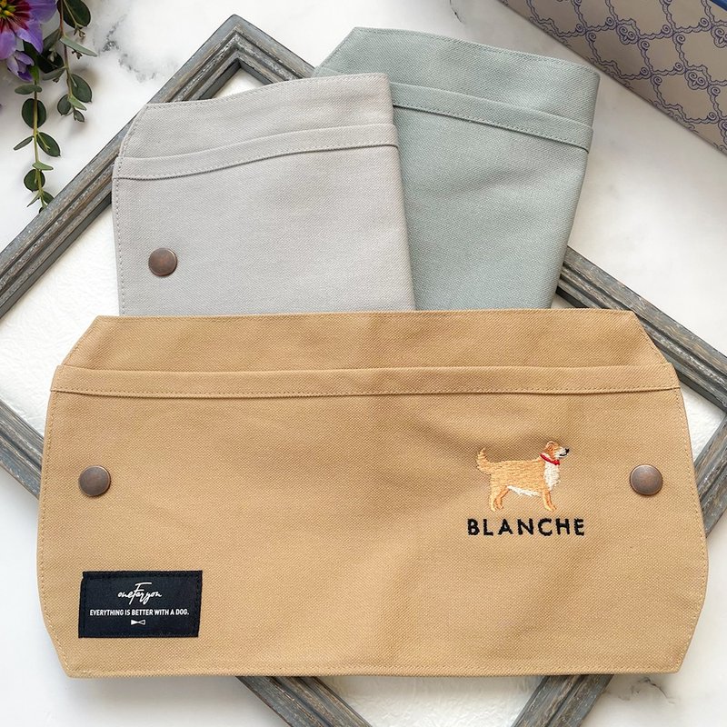 Personalized Golden Retriever Takeyari Canvas Mask Case - 口罩 - 棉．麻 咖啡色