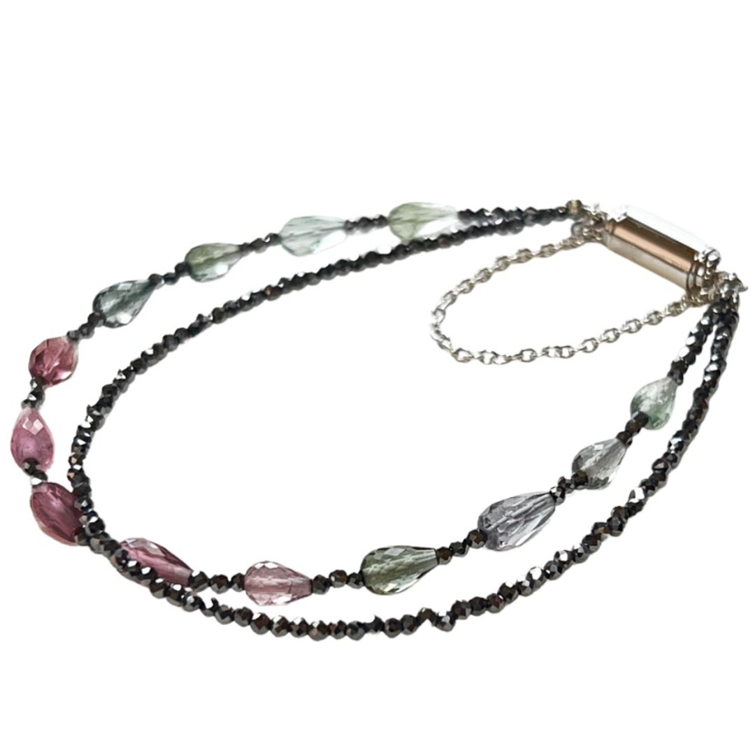 SV Tourmaline Terahertz Double Bracelet Magnetic Clasp Made in Japan. - 手链/手环 - 半宝石 多色