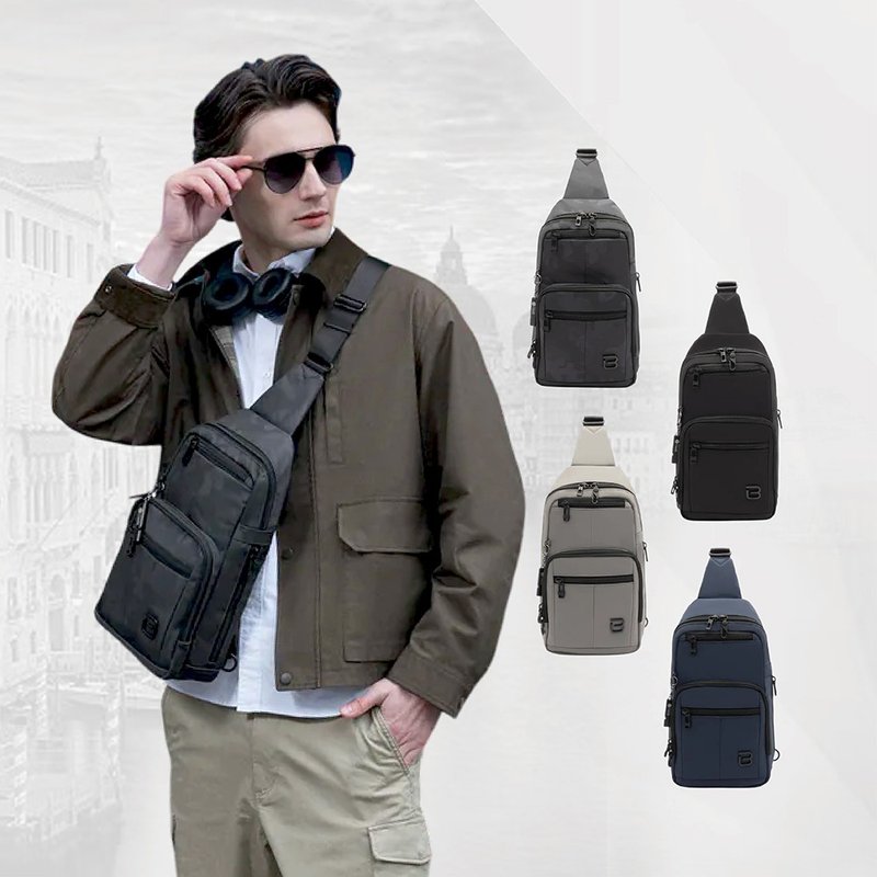 斜跨包 胸包 多隔层斜肩包 黑色 灰色 蓝色 - 其他 - 尼龙 黑色